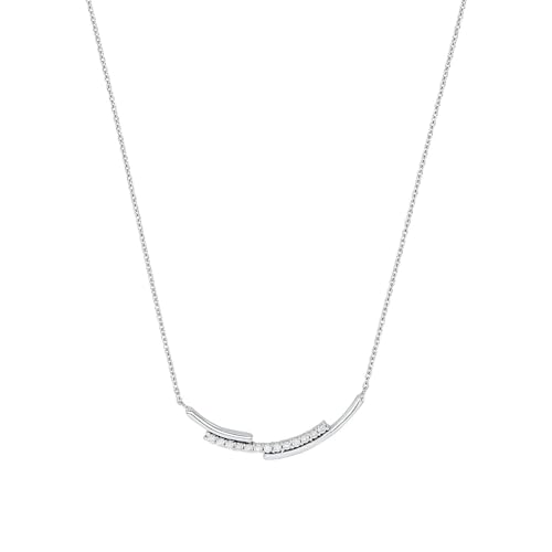 Amor Kette mit Anhänger 925 Sterling Silber Damen Halsschmuck, mit Zirkonia synth., 42+3 cm, Silber, Kommt in Schmuck Geschenk Box, 2020698 von Amor