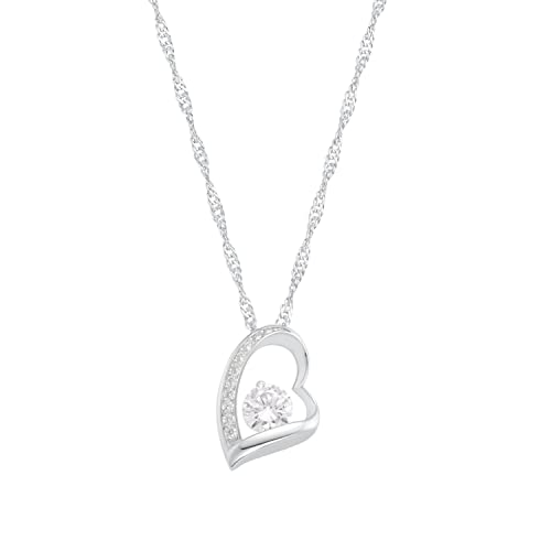 Amor Kette mit Anhänger 925 Sterling Silber Damen Halsschmuck, mit Zirkonia synth., 45 cm, Silber, Herz, Kommt in Schmuck Geschenk Box, 9959396 von Amor