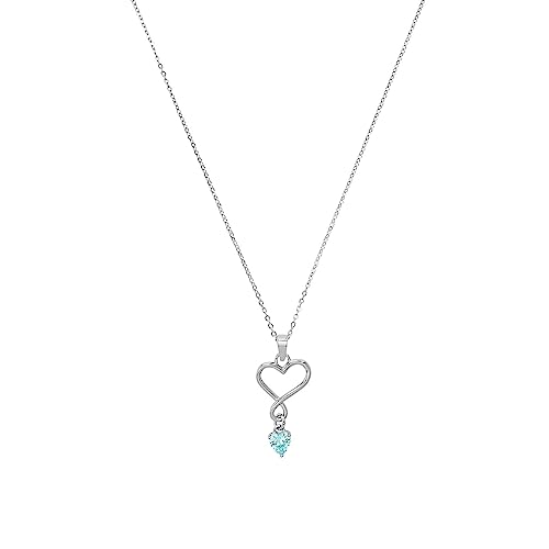 Amor Kette mit Anhänger 925 Sterling Silber Damen Halsschmuck, mit Zirkonia synth., 45 cm, Blau, Herz, Kommt in Schmuck Geschenk Box, 2016308 von Amor