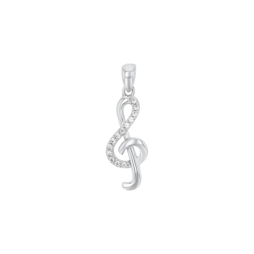 Amor Motivanhänger 925 Sterling Silber Damen Anhänger, mit Zirkonia synth., 2,5 cm, Silber, Notenschlüssel, Kommt in Schmuck Geschenk Box, 2023023 von Amor