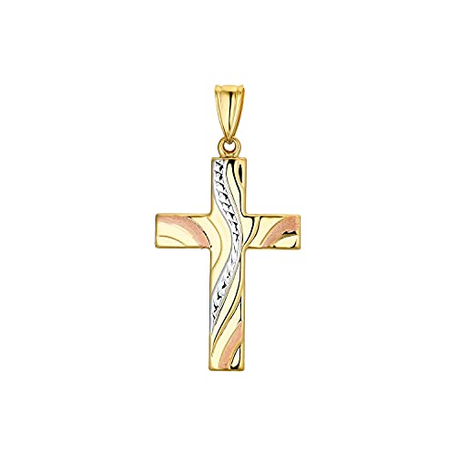 Amor Motivanhänger Damen Anhänger, 3,5 cm, Tricolor, Kreuz, Kommt in Schmuck Geschenk Box, 9038596 von Amor