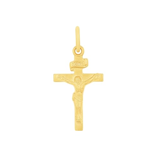 Amor Motivanhänger Unisex Damen Herren Anhänger, 2,1 cm, Gold, Kreuz mit Corpus, Kommt in Schmuck Geschenk Box, 2013507 von Amor