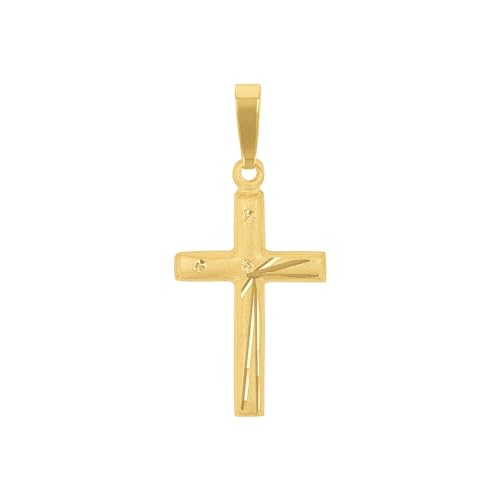 Amor Motivanhänger Unisex Damen Herren Anhänger, 2,7 cm, Gold, Kreuz, Kommt in Schmuck Geschenk Box, 2013509 von Amor