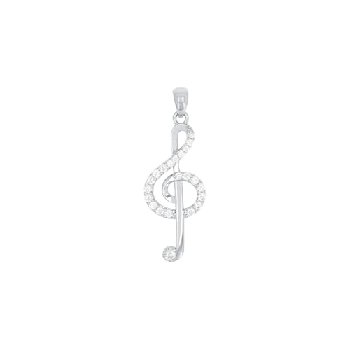 Amor Motivanhänger 925 Sterling Silber Damen Anhänger, mit Zirkonia synth., 3 cm, Silber, Notenschlüssel, Kommt in Schmuck Geschenk Box, 2023223 von Amor