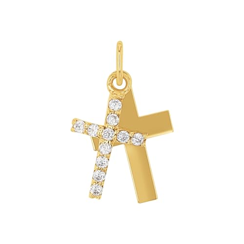 Amor Motivanhänger Mädchen Kinder Anhänger, mit Zirkonia synth., 2,1 cm, Gold, Kreuz, Kommt in Schmuck Geschenk Box, 2013636 von Amor