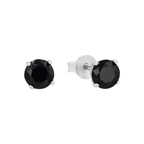 Amor Ohrstecker 925 Sterling Silber Damen Ohrschmuck, mit Zirkonia synth., 0,5 cm, Schwarz, Kommt in Schmuck Geschenk Box, 9140145 von Amor