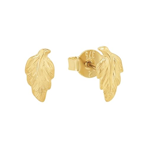 Amor Ohrstecker Damen Ohrschmuck, 0,8 cm, Gold, Blatt, Kommt in Schmuck Geschenk Box, 2013886 von Amor