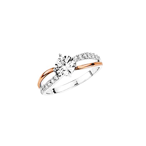 Amor Ring 925 Sterling Silber Damen Ringe, mit Zirkonia synth., Bicolor, Kommt in Schmuck Geschenk Box, 9293353 von Amor