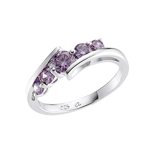 Amor Ring 925 Sterling Silber Damen Ringe, mit Zirkonia synth., Lila, Kommt in Schmuck Geschenk Box, 9911165 von Amor