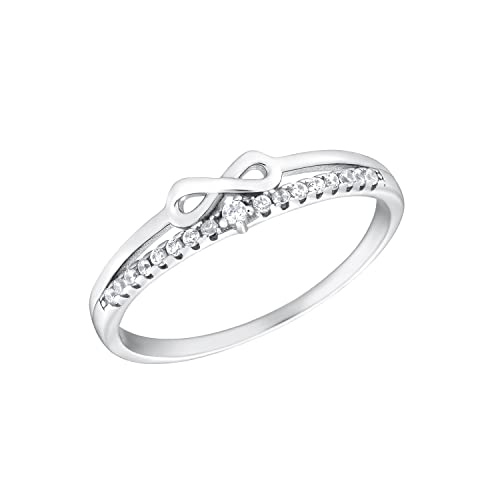 Amor Ring 925 Sterling Silber Damen Ringe, mit Zirkonia synth., Silber, Infinity, Kommt in Schmuck Geschenk Box, 2035634 von Amor