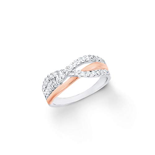 Amor Ring 925 Sterling Silber Damen Ringe, mit Zirkonia synth., Bicolor, Kommt in Schmuck Geschenk Box, 9980840 von Amor