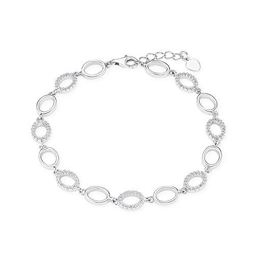 Amor Armband 925 Sterling Silber Damen Armschmuck, mit Zirkonia synth., 18+2 cm, Silber, Kommt in Schmuck Geschenk Box, 2022044 von Amor