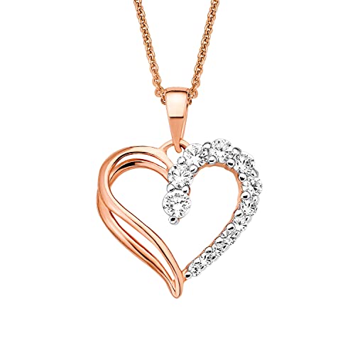 Amor Kette mit Anhänger 925 Sterling Silber Damen Halsschmuck, mit Zirkonia synth., 45 cm, Roséfarben, Herz, Kommt in Schmuck Geschenk Box, 2016675 von Amor