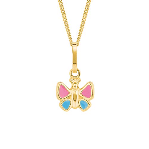 Amor Kette mit Anhänger Mädchen Kinder Halsschmuck, 35+3 cm, Multicolor, Schmetterling, Kommt in Schmuck Geschenk Box, 2013960 von Amor