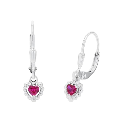 Amor Ohrhänger 925 Sterling Silber Mädchen Kinder Ohrschmuck, mit Zirkonia synth., 2,2 cm, Pink, Herz, Kommt in Schmuck Geschenk Box, 2021183 von Amor