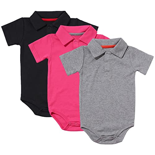 amropi Baby Jungen Kurzarm Body Baumwolle Neugeborene Sommer Wickelbody 3er Pack 12-18 Monate,Schwarz/Rose/Grau von amropi