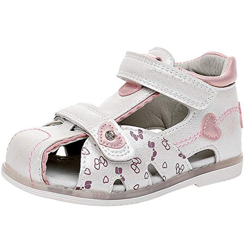 amropi Baby Mädchen Geschlossen Zehe Weiche Sohle Sandalen Riemchen Wander Schuhe (Weiß,20 EU) von amropi