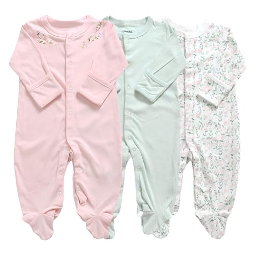 amropi Baby Mädchen Jumpsuit 3er Pack Baumwolle Overalls Langarm Strampler für Jungen Neugborenen 9-12 Monate,Stil36 von amropi