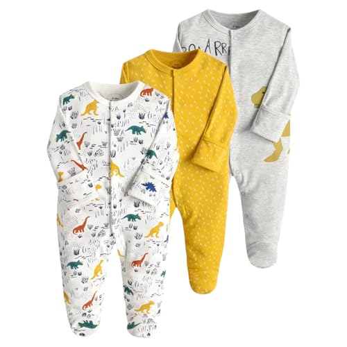 amropi Baby Mädchen Jumpsuit 3er Pack Baumwolle Overalls Langarm Strampler für Jungen Neugborenen 0-3 Monate,Stil52 von amropi