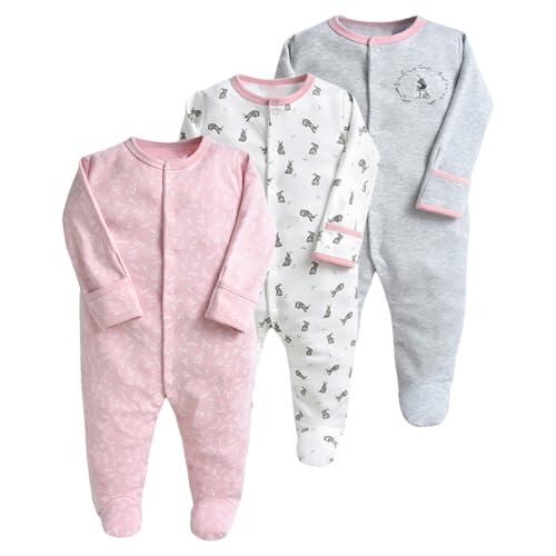 amropi Baby Mädchen Jumpsuit 3er Pack Baumwolle Overalls Langarm Strampler für Jungen Neugborenen 3-6 Monate,Stil30 von amropi