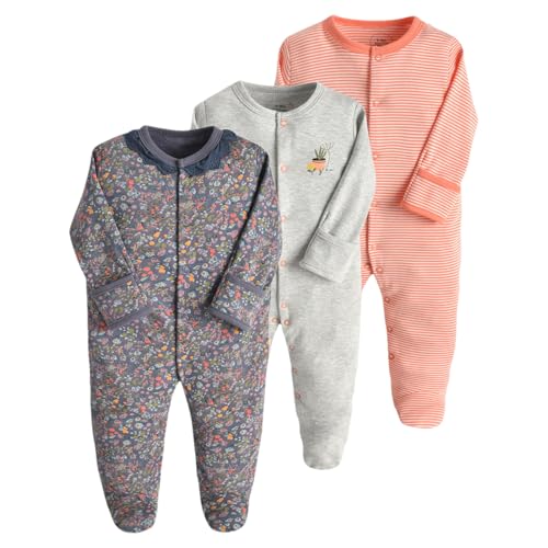 amropi Baby Mädchen Schlafstrampler 3er Pack Jungen Pyjamas Baumwolle Overalls Strampler 3-6 Monate,Stil55 von amropi