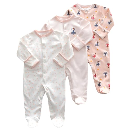 amropi Baby Mädchen Schlafstrampler 3er Pack Jungen Pyjamas Baumwolle Overalls Strampler 6-9 Monate,Stil01 von amropi