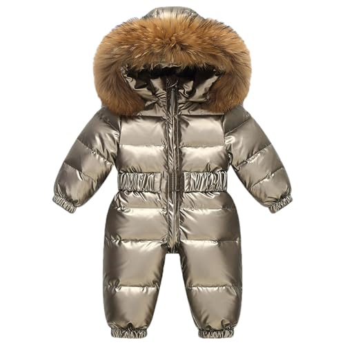 amropi Baby Mädchen Schneeanzug mit Kapuze Strampler Puffer Herab Winter Warm Overall Gold, 4-5 Jahre von amropi
