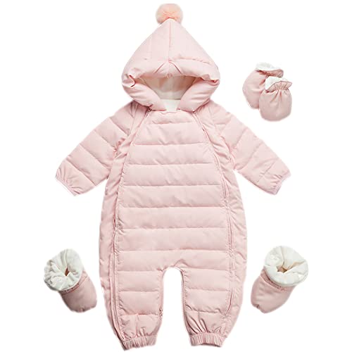 amropi Baby Winter Overall Mit Kapuze Schneeanzüge Strampler Jungen Mädchen Spielanzug Rosa,12-18 Monate von amropi