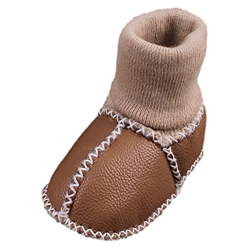 amropi Babyschuhe, Baby Fleece Schühchen, Baby Schneestiefel mit Warmem Wollfutter (Khaki, 0-6 Monate) von amropi