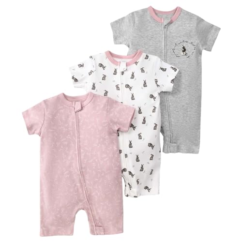 amropi Gestreifte Strampler Baby Mädchen Jungen 3er-Pack Kurzarm Spielanzug Bodys 12-18 Monate, Stil04 von amropi