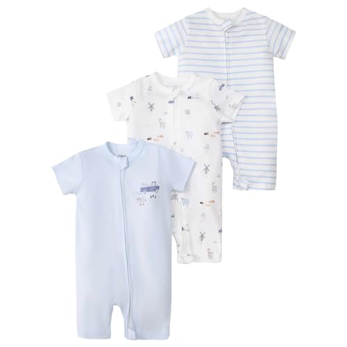 amropi Gestreifte Strampler Baby Mädchen Jungen 3er-Pack Kurzarm Spielanzug Bodys 9-12 Monate, Stil11 von amropi