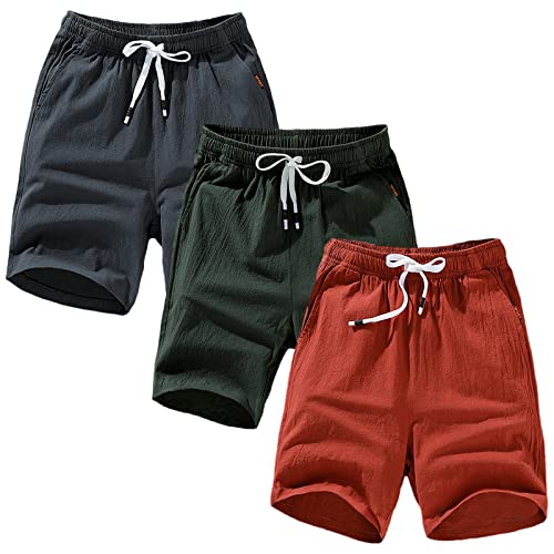 amropi Herren 3er Pack Cargo Shorts Kurze Hose Sommer Bermuda Short mit Taschen Grau Grün Orange,6XL von amropi