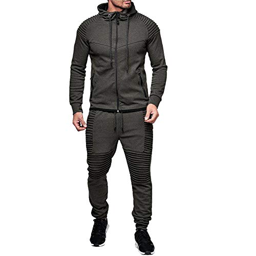 amropi Herren Jogginganzug Trainingsanzug Sportbekleidung Männer Sweatjacke und Trainingshose Sportanzug (Grau,3XL) von amropi