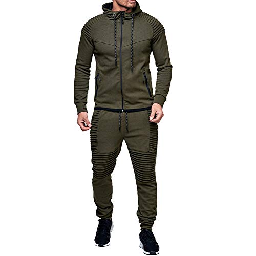 amropi Herren Jogginganzug Trainingsanzug Sportbekleidung Männer Sweatjacke und Trainingshose Sportanzug (Grün,3XL) von amropi