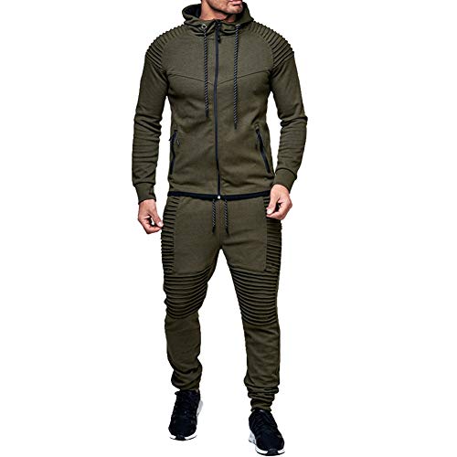 amropi Herren Jogginganzug Trainingsanzug Sportbekleidung Männer Sweatjacke und Trainingshose Sportanzug (Grün,L) von amropi