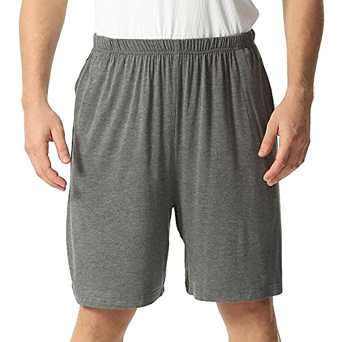 amropi Herren Schlafanzughose Kurz Pyjamahose Schlafshorts Nachtwäsche Sport Shorts mit Taschen Grau,6XL von amropi