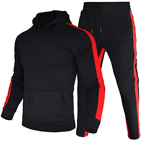 amropi Herren Trainingsanzug Jogginganzug Männer Kapuzenpullover und Jogginghose Sportanzug (Schwarz,3XL) von amropi