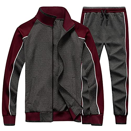 amropi Herren Trainingsanzug Jogginganzug Sportanzug Sweatjacke und Sportshose Sportbekleidung Grau Burgund,M amropi Herren Trainingsanzug Jogginganzug Sportanzug Sweatjacke und Sportshose Sportbekleidung Grau Burgund,M von amropi