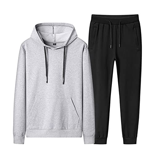 amropi Herren Trainingsanzug Jungen Jogginganzug Kapuzenpullover und Jogginghose Sportanzug (Grau Schwarz,3XL) von amropi