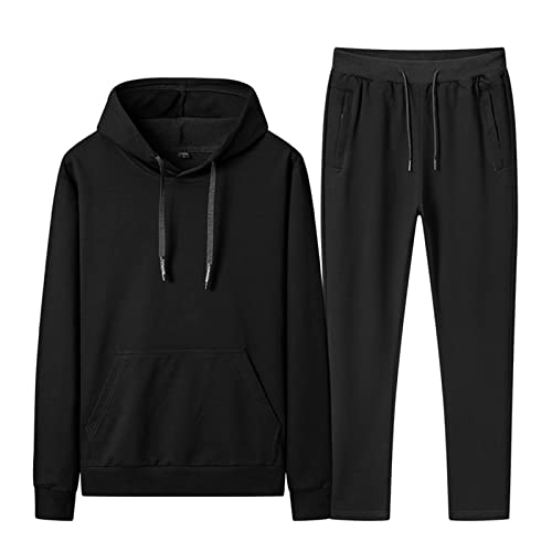 amropi Herren Trainingsanzug Jungen Jogginganzug Kapuzenpullover und Jogginghose Sportanzug (Schwarz,XXL) von amropi