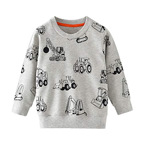 amropi Jungen Dinosaurier Sweatshirt Langarm Shirts Casual T-Shirt für kleine Kinder (Grau Lorry,3T) von amropi