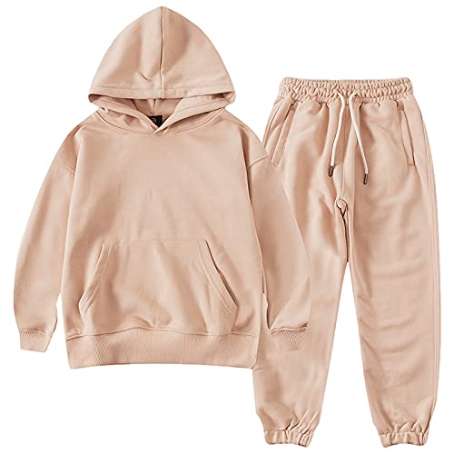 amropi Jungen Hoodie Trainingsanzug Kapuzenpullover Sweatshirt und Jogging Hose Kleidungsset Khaki, 3-4 Jahre von amropi