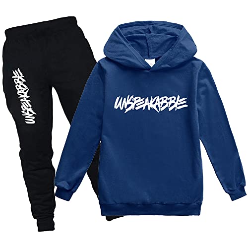 amropi Jungen Hoodie Trainingsanzug Sweatshirt Top und Jogging Hose Kleidungsset (Blau königlich, 10-11 Jahre) von amropi