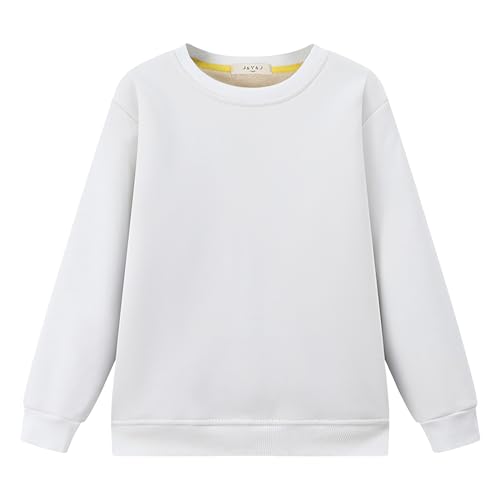 amropi Jungen Mädchen Fleece gefüttert Sweatshirt Kinder Sherpa Pullover Warm Winter Sweater Weiß, 9-10 Jahre von amropi