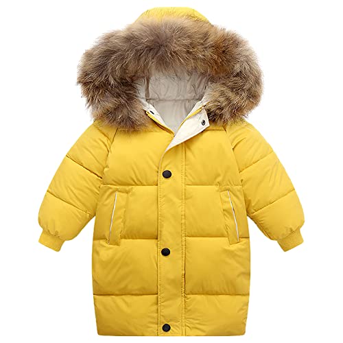 amropi Jungen Mantel Mädchen Jacke mit Kapuze Winterjacke WinterJungen Manteljacke Gelb,5-6 Jahre von amropi