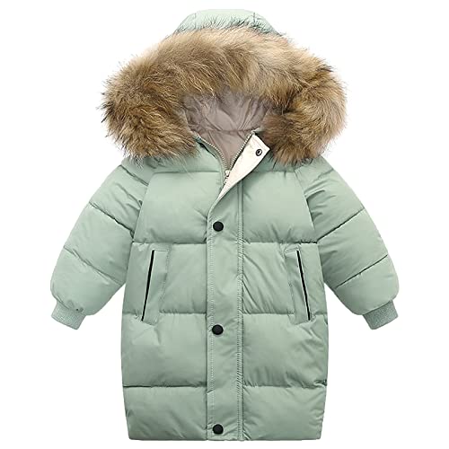 amropi Jungen Mantel Mädchen Jacke mit Kapuze Winterjacke WinterJungen Manteljacke Grün,5-6 Jahre von amropi