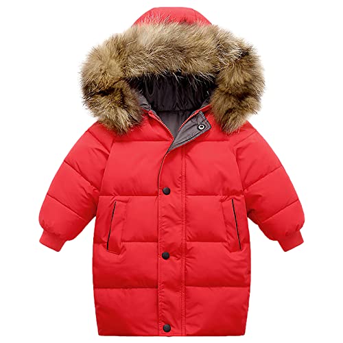 amropi Jungen Mantel Mädchen Jacke mit Kapuze Winterjacke WinterJungen Manteljacke Rot,2-3 Jahre von amropi