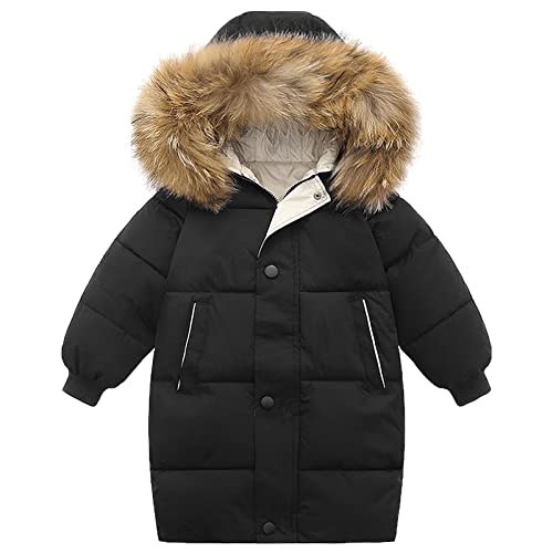 amropi Jungen Mantel Mädchen Jacke mit Kapuze Winterjacke WinterJungen Manteljacke Schwarz,3-4 Jahre von amropi