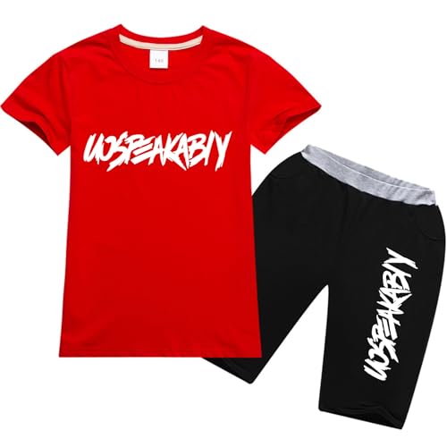 amropi Jungen Sommer Trainingsanzug Kurzarm T-Shirt Top und Shorts Kleidungsset Rot, 8-9 Jahre amropi Jungen Sommer Trainingsanzug Kurzarm T-Shirt Top und Shorts Kleidungsset Rot, 8-9 Jahre von amropi