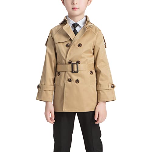 amropi Jungen Trenchcoat Zweireiher Mantel mit Gürtel Windjacke Frühling Herbst Jacke Khaki,7-8 Jahre amropi Jungen Trenchcoat Zweireiher Mantel mit Gürtel Windjacke Frühling Herbst Jacke Khaki,7-8 Jahre von amropi
